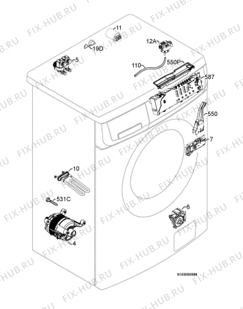 Взрыв-схема стиральной машины Rex Electrolux RWS10079W - Схема узла Electrical equipment 268